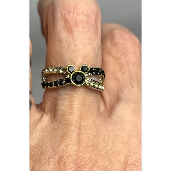 Mouse Shaped Black Onyx Syn Cubic ZIrconia RIbbons of Crystals Size 7 - Picture 4 of 14